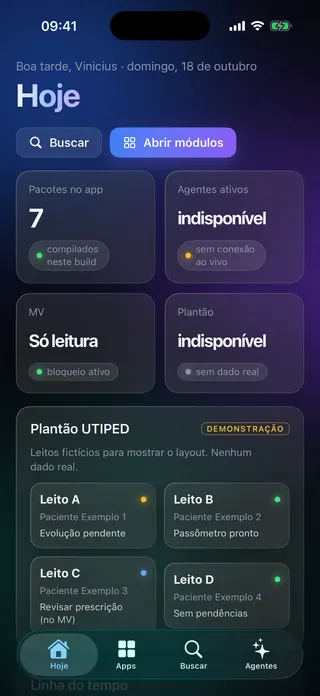 Doctor Apps no iPhone: tela Hoje